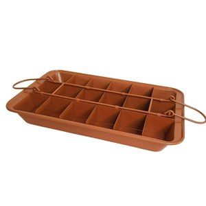 EUC Nonstick Brownie Copper Pan Mix Bake And Serve Brownies Removable Bottom